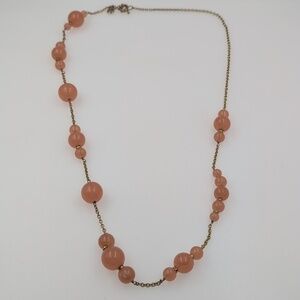 J. Crew Peach/Coral Bubble Beaded Long Chain Necklace 25" EUC